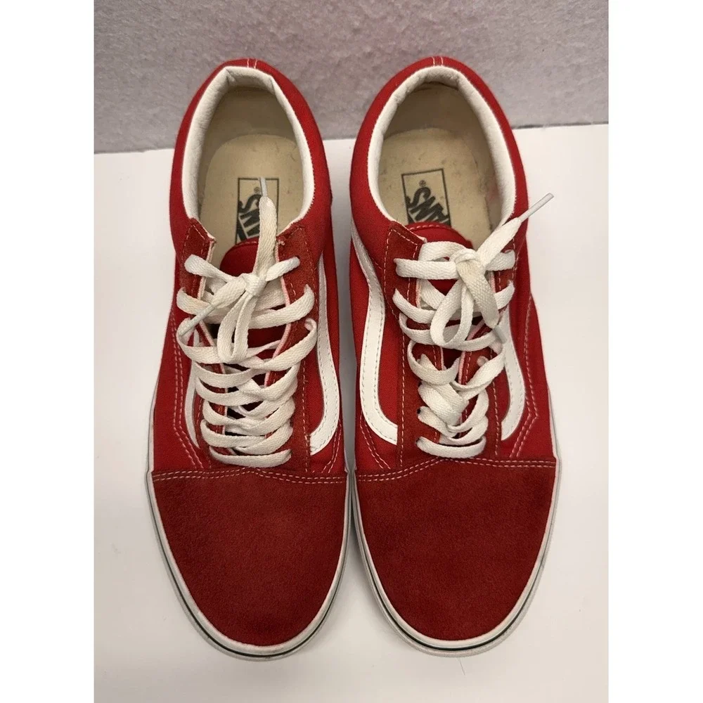 Vans Old Skool Red & White Athletic Skateboard Shoes Sneakers Mens Size 12